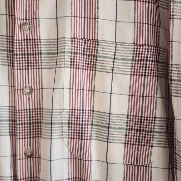 Burberry Mens Button Up Shirt Long Sleeve Plaid Collared Preppy White Red Size L - Picture 3 of 8